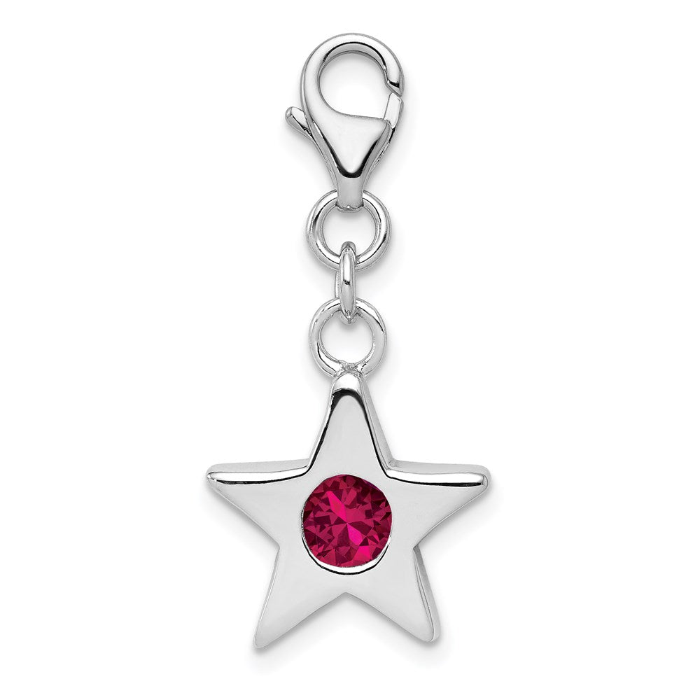 Sterlingsilber Rhodiniert July Zirkonia Geburtsstein Stern Charm