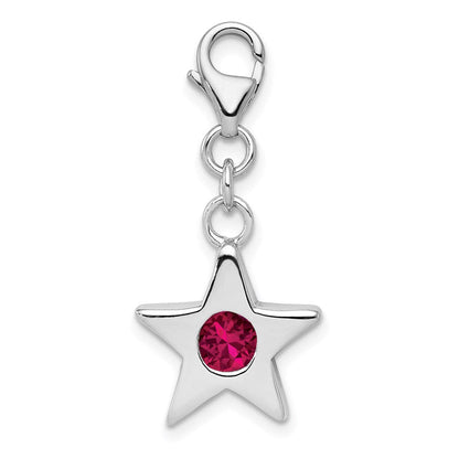 Sterlingsilber Rhodiniert July Zirkonia Geburtsstein Stern Charm