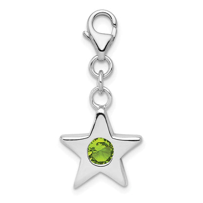 Sterlingsilber Rhodiniert August Zirkonia Geburtsstein Stern Charm