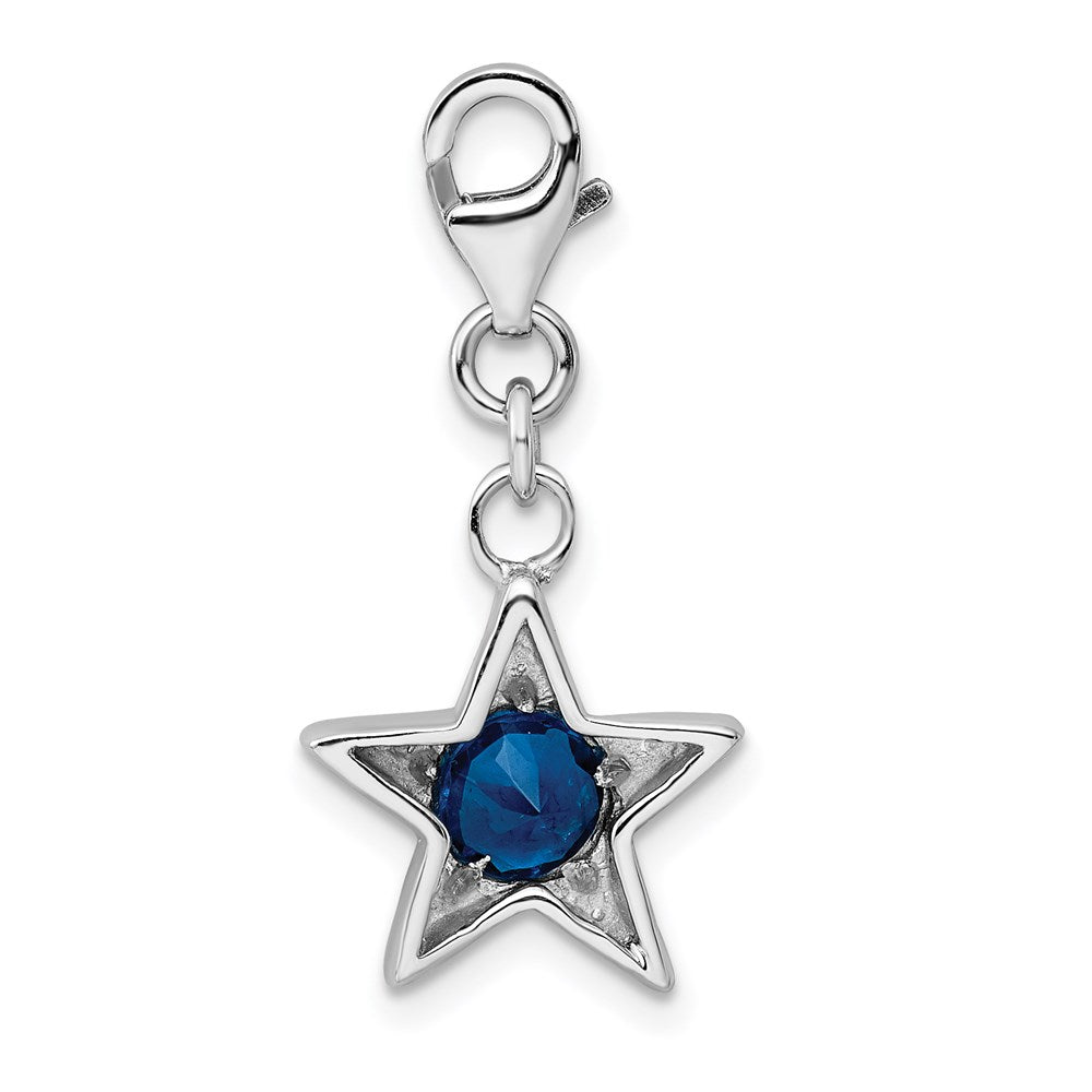 Sterlingsilber Rhodiniert September Zirkonia Geburtsstein Stern Charm