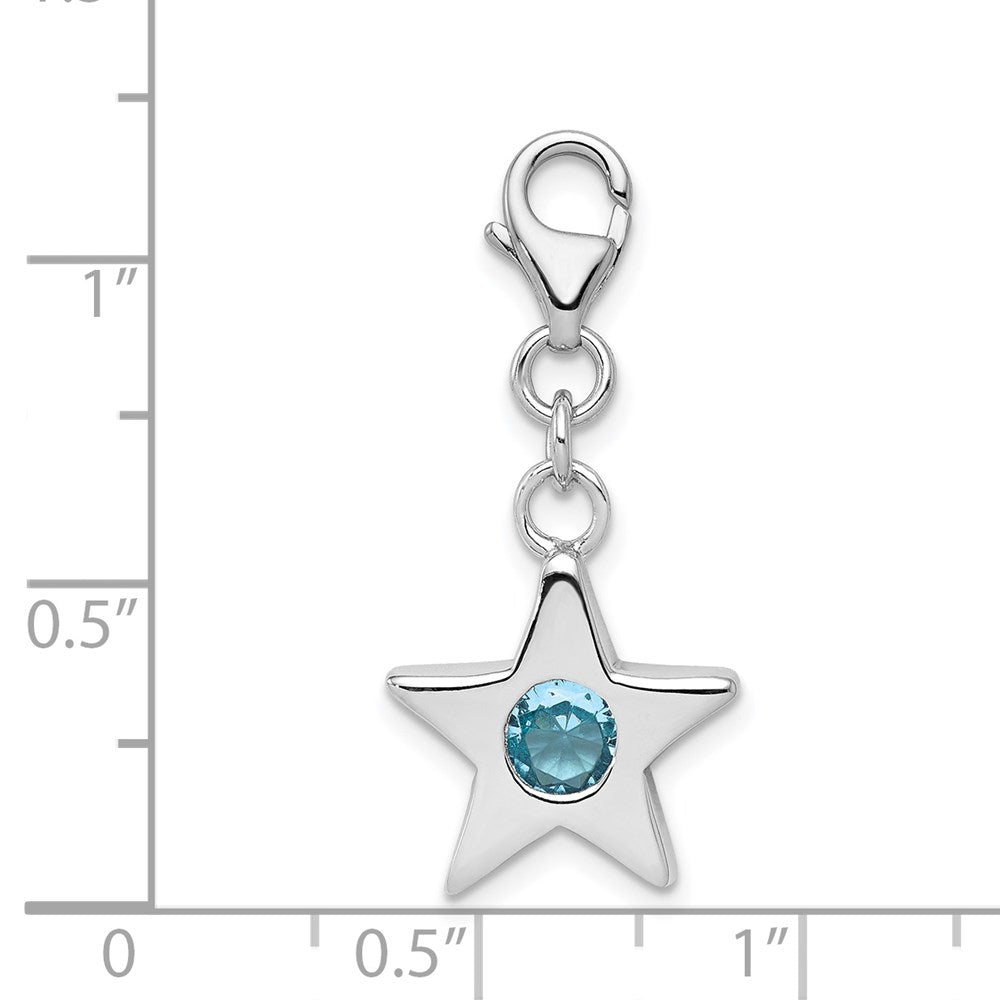 Sterlingsilber Rhodiniert September Zirkonia Geburtsstein Stern Charm