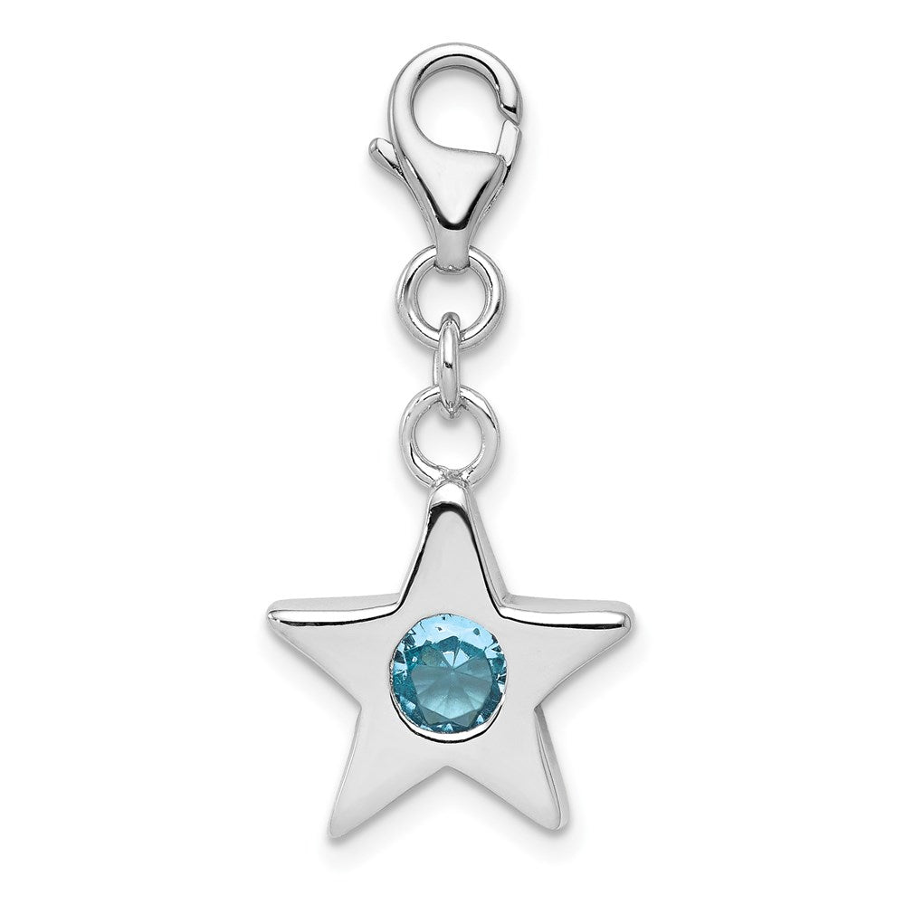 Sterlingsilber Rhodiniert September Zirkonia Geburtsstein Stern Charm