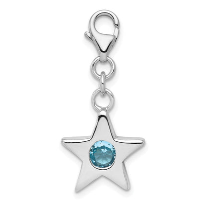 Sterlingsilber Rhodiniert September Zirkonia Geburtsstein Stern Charm