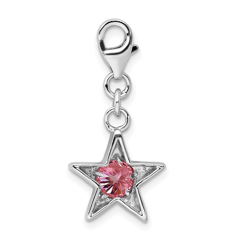 Sterlingsilber Rhodiniert October Zirkonia Geburtsstein Stern Charm