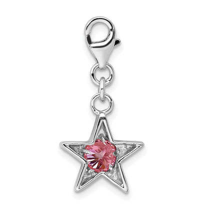 Sterlingsilber Rhodiniert October Zirkonia Geburtsstein Stern Charm