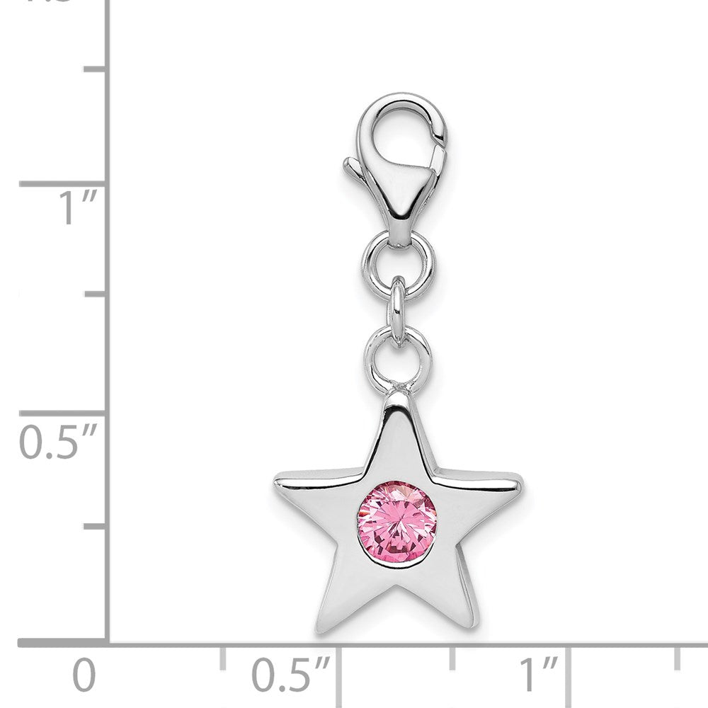 Sterlingsilber Rhodiniert October Zirkonia Geburtsstein Stern Charm