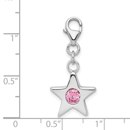 Sterlingsilber Rhodiniert October Zirkonia Geburtsstein Stern Charm