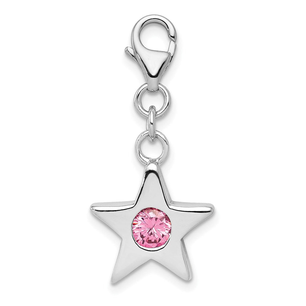 Sterlingsilber Rhodiniert October Zirkonia Geburtsstein Stern Charm