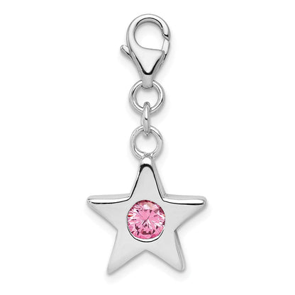 Sterlingsilber Rhodiniert October Zirkonia Geburtsstein Stern Charm