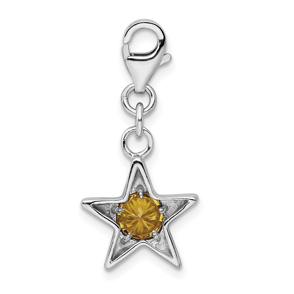 Sterlingsilber Rhodiniert November Zirkonia Geburtsstein Stern Charm