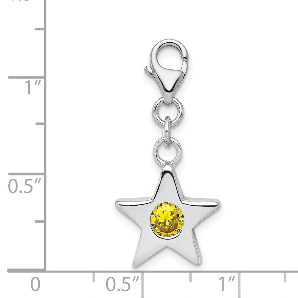 Sterlingsilber Rhodiniert November Zirkonia Geburtsstein Stern Charm
