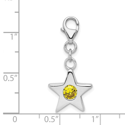 Sterlingsilber Rhodiniert November Zirkonia Geburtsstein Stern Charm
