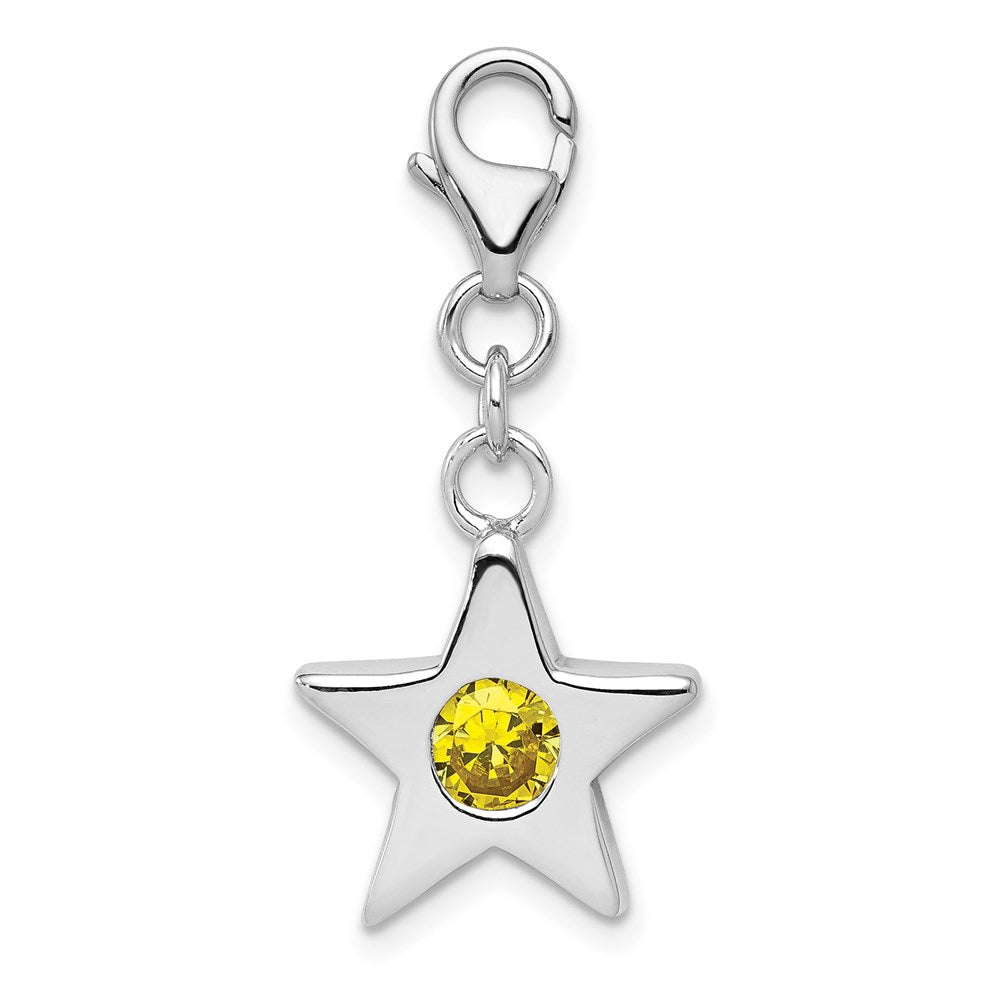 Sterlingsilber Rhodiniert November Zirkonia Geburtsstein Stern Charm