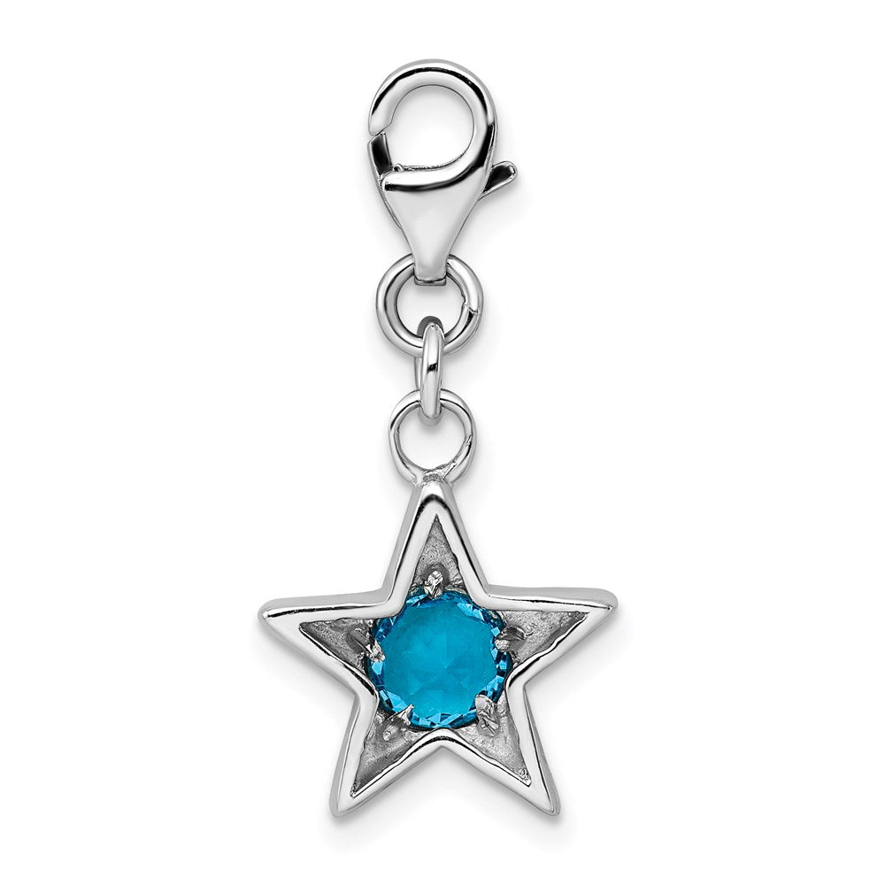 Sterlingsilber Rhodiniert December Zirkonia Geburtsstein Stern Charm