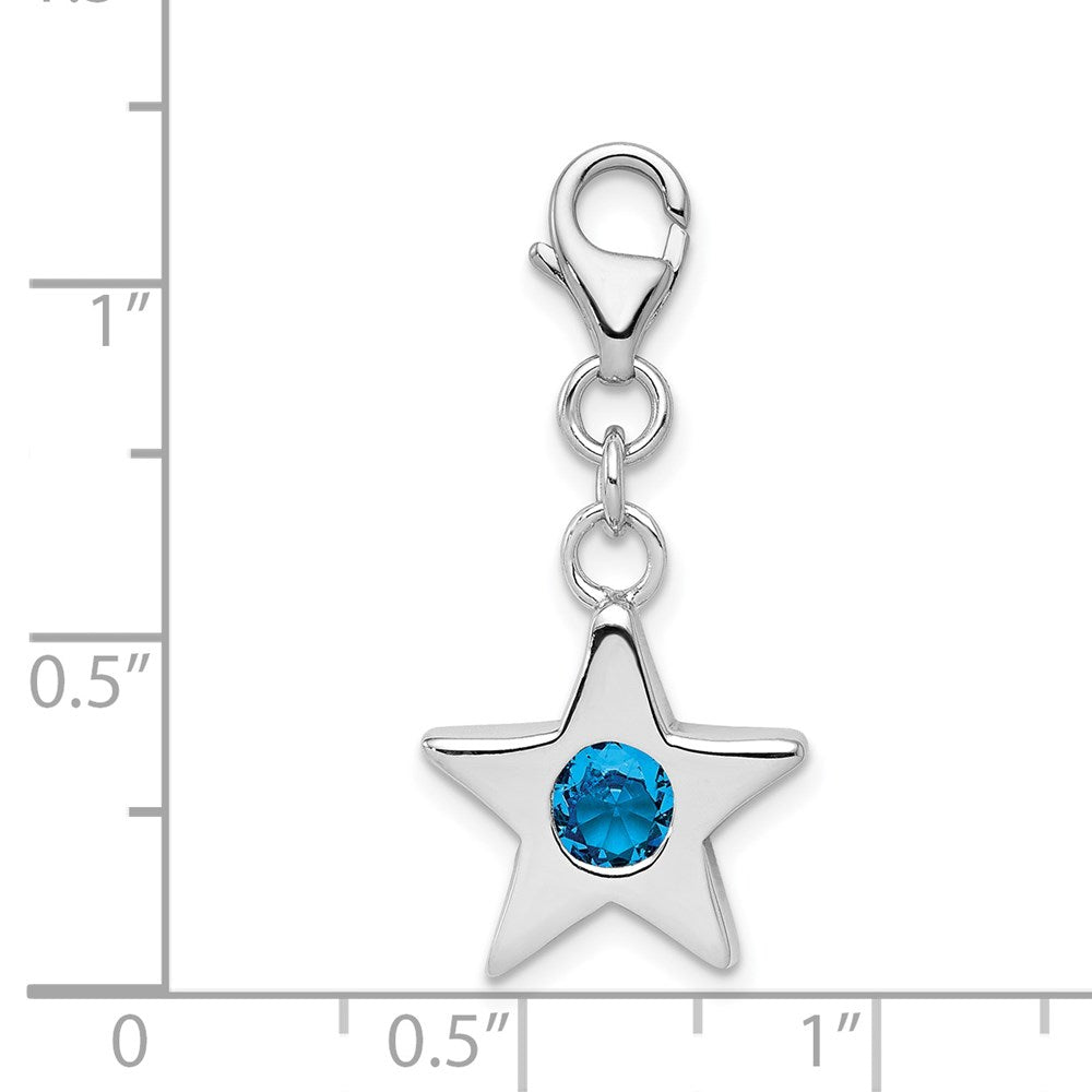 Sterlingsilber Rhodiniert December Zirkonia Geburtsstein Stern Charm