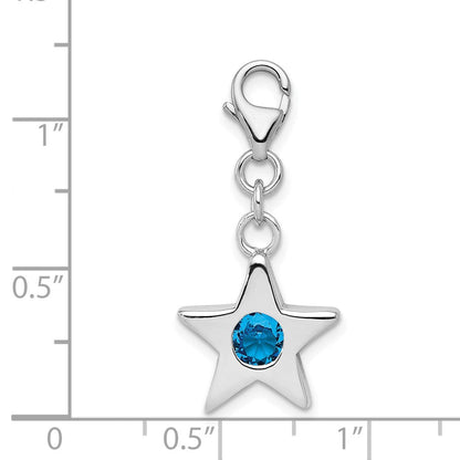 Sterlingsilber Rhodiniert December Zirkonia Geburtsstein Stern Charm