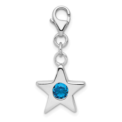 Sterlingsilber Rhodiniert December Zirkonia Geburtsstein Stern Charm