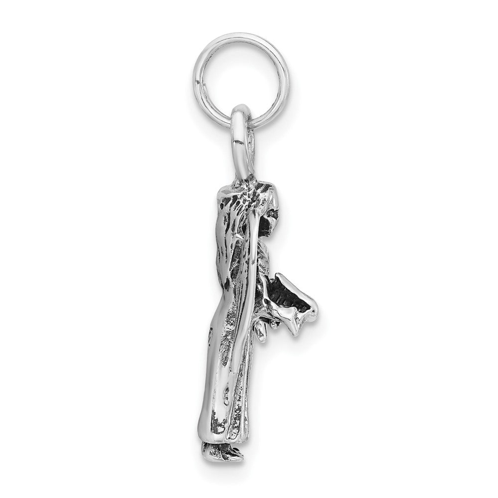 Sterlingsilber 3-d Poliert & Antikisiert Engel Charm