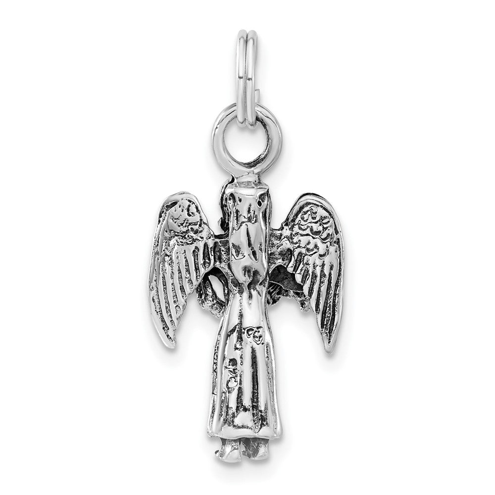 Sterlingsilber 3-d Poliert & Antikisiert Engel Charm