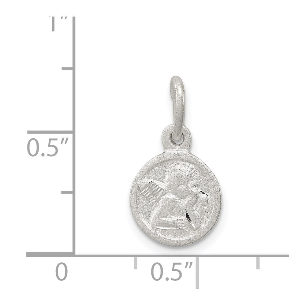 Sterlingsilber Diamantiert Cherub Disk Charm