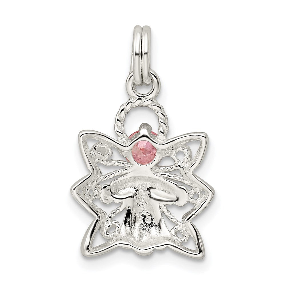 Sterlingsilber Rosa Zirkonia Engel Charm