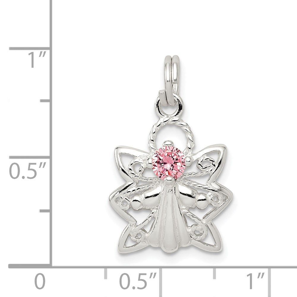 Sterlingsilber Rosa Zirkonia Engel Charm