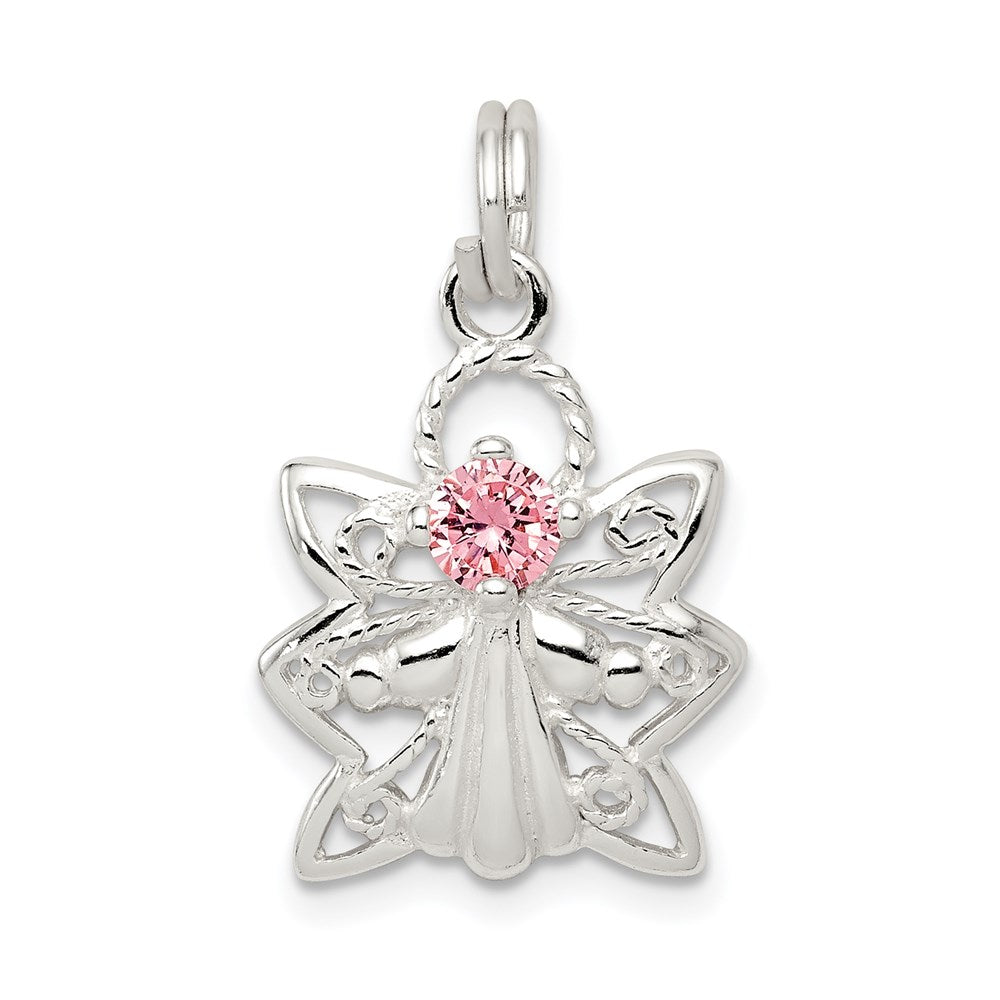 Sterlingsilber Rosa Zirkonia Engel Charm