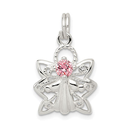 Sterlingsilber Rosa Zirkonia Engel Charm