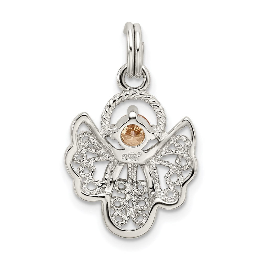 Sterlingsilber Orange Zirkonia Engel Charm