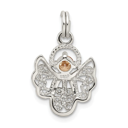 Sterlingsilber Orange Zirkonia Engel Charm