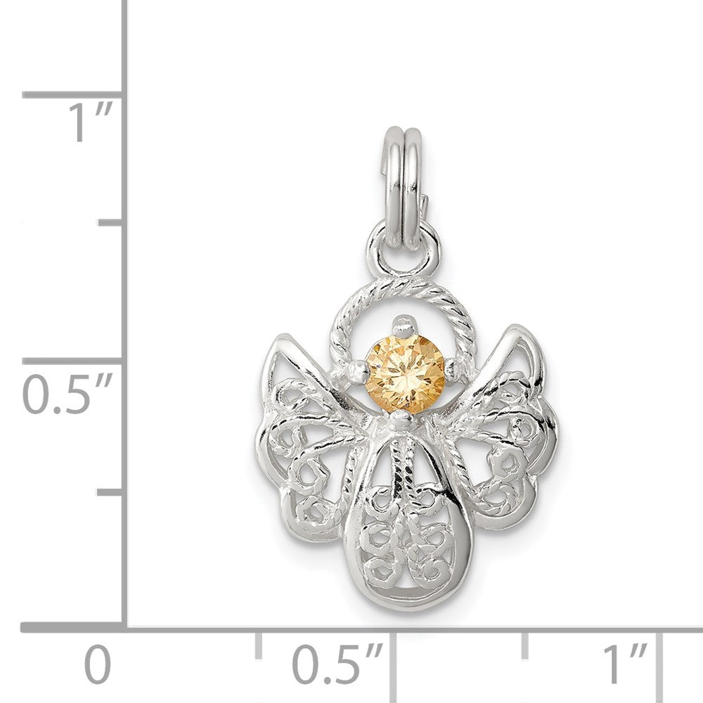 Sterlingsilber Orange Zirkonia Engel Charm