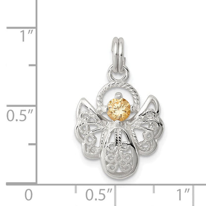 Sterlingsilber Orange Zirkonia Engel Charm