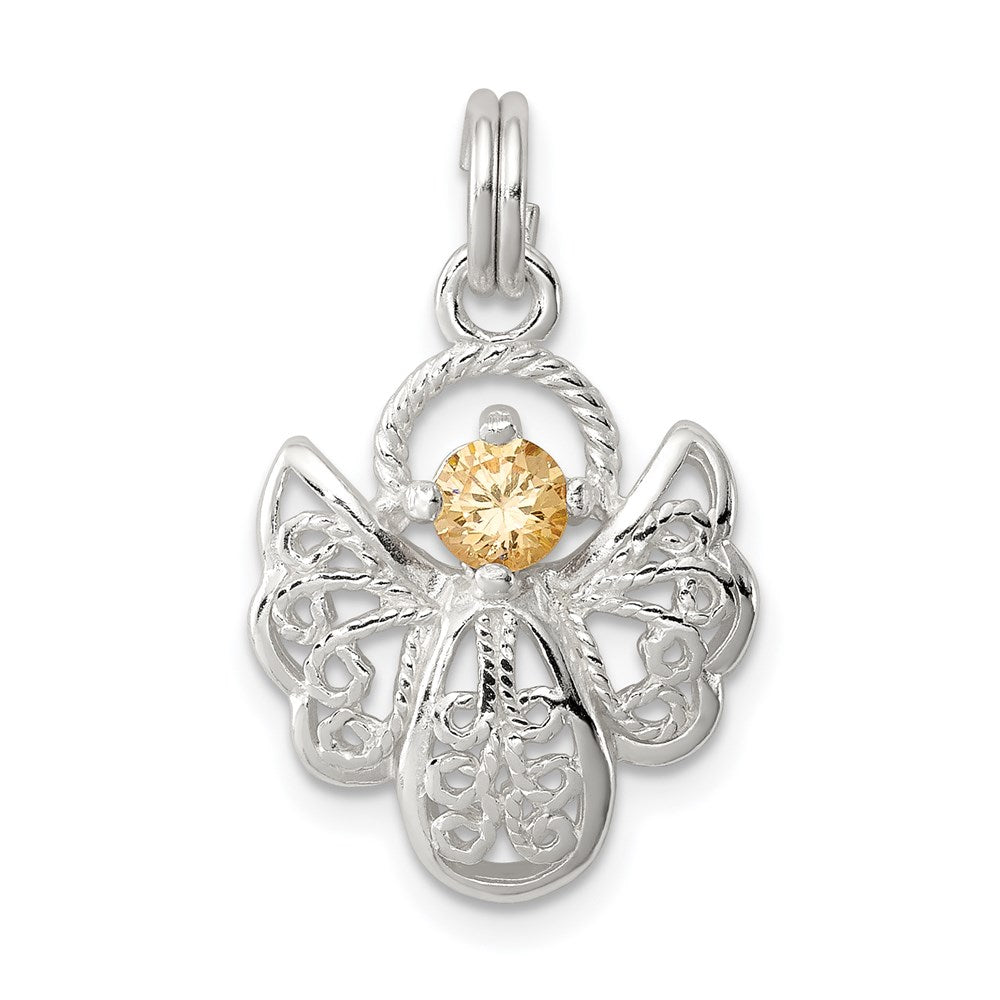 Sterlingsilber Orange Zirkonia Engel Charm