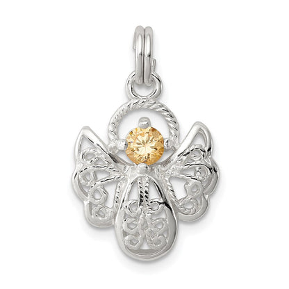 Sterlingsilber Orange Zirkonia Engel Charm