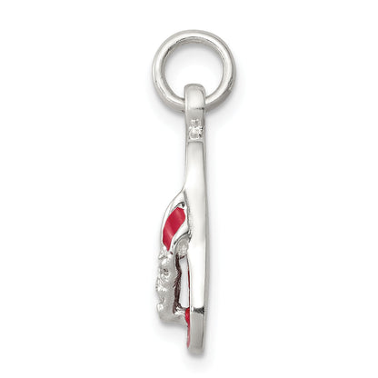 Sterlingsilber Zirkonia und Rosa Emailliert Flip Flop Charm