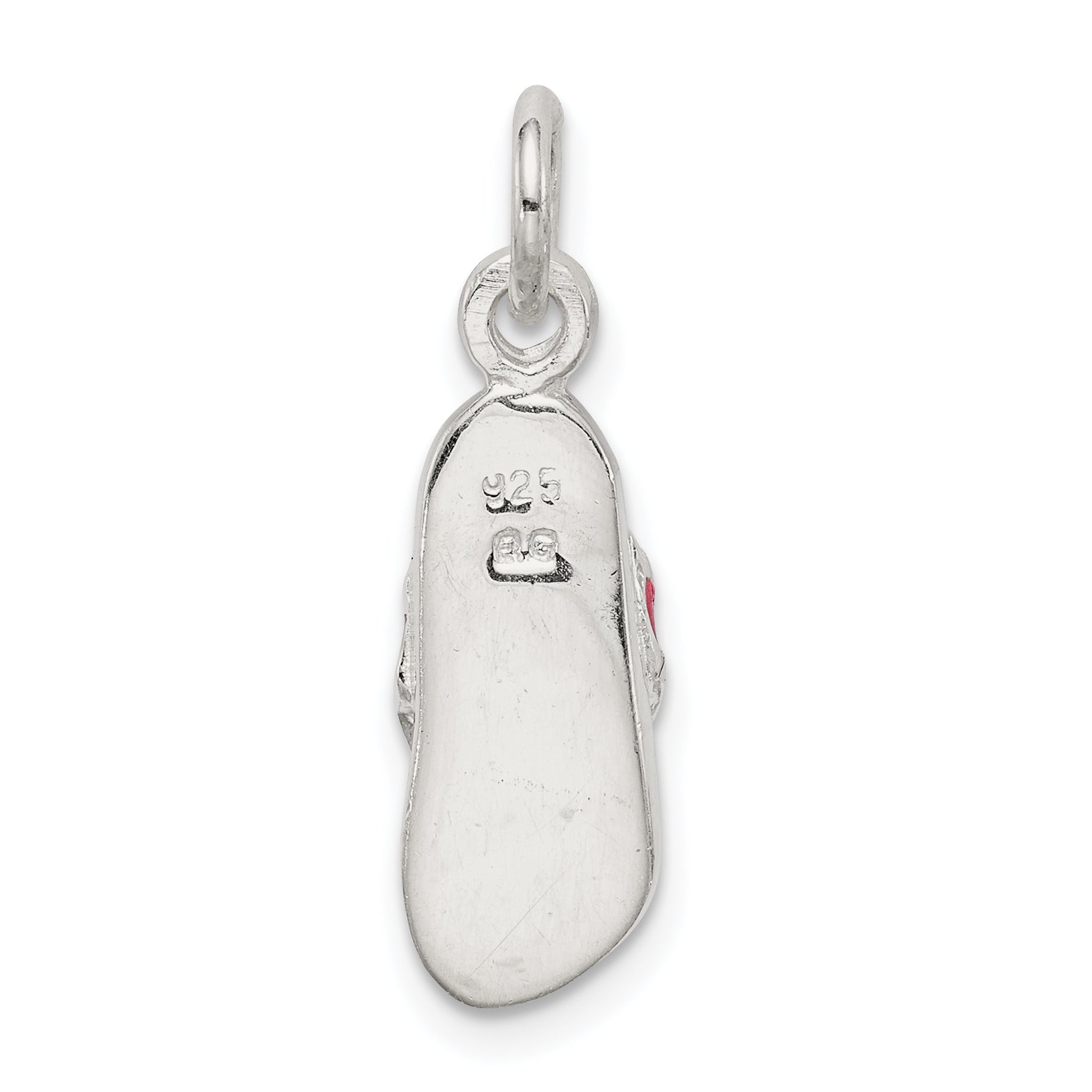 Sterlingsilber Zirkonia und Rosa Emailliert Flip Flop Charm