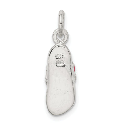 Sterlingsilber Zirkonia und Rosa Emailliert Flip Flop Charm