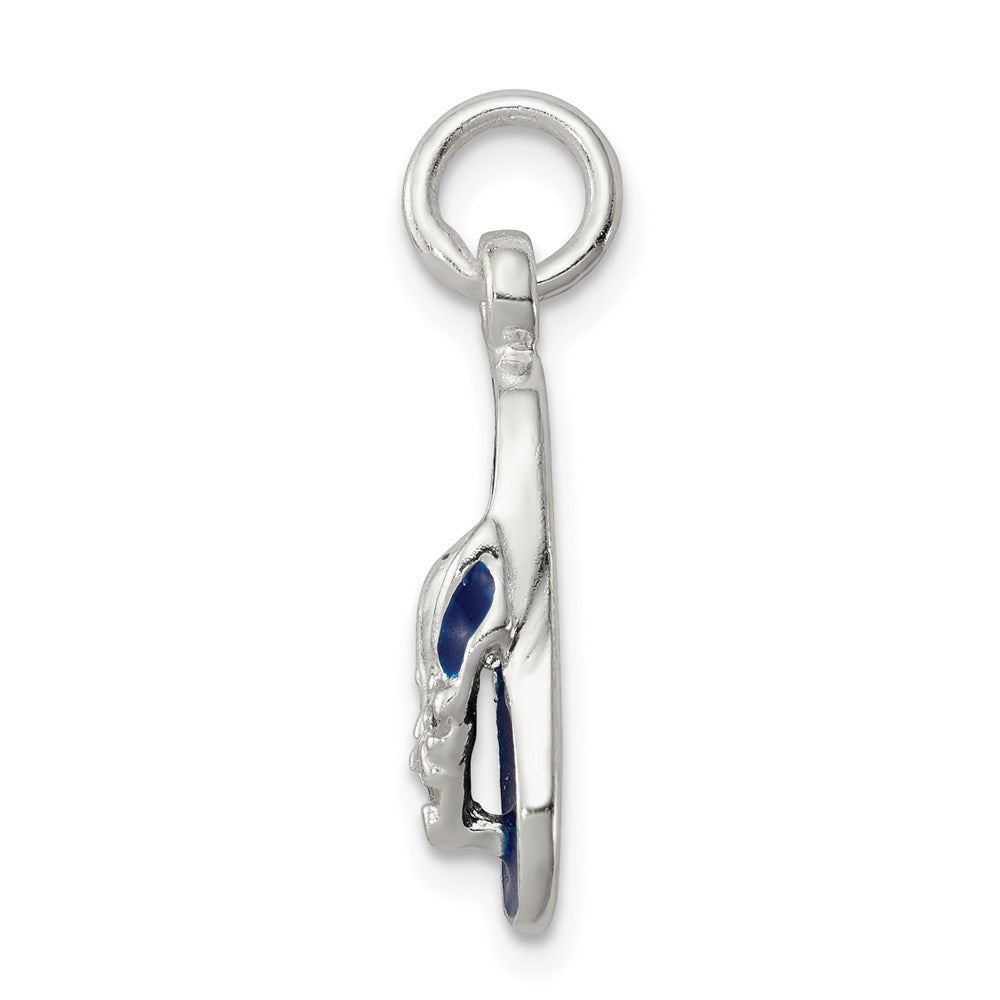 Sterlingsilber Zirkonia und Blau Emailliert Flip Flop Charm