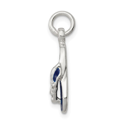 Sterlingsilber Zirkonia und Blau Emailliert Flip Flop Charm