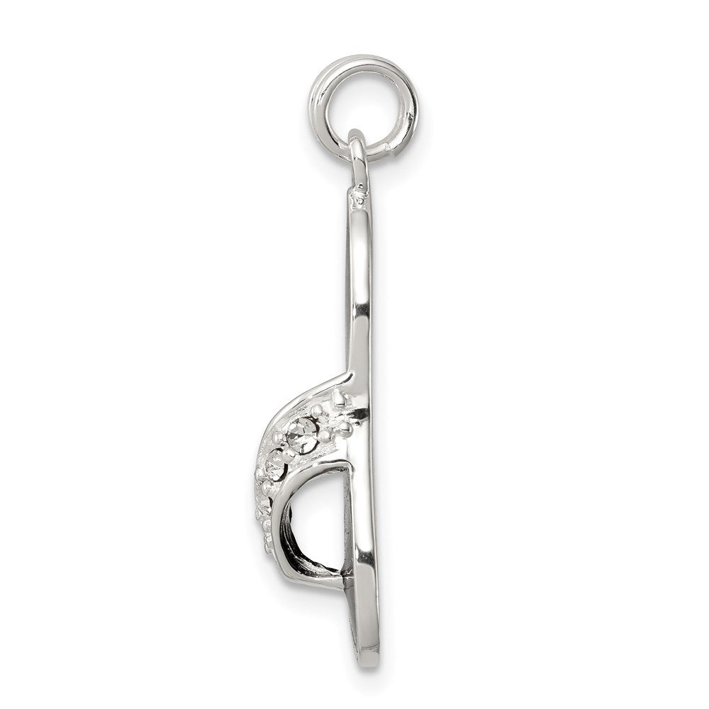 Sterlingsilber Schwarz Emailliert Zirkonia Flip Flop Charm