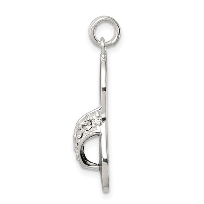 Sterlingsilber Schwarz Emailliert Zirkonia Flip Flop Charm