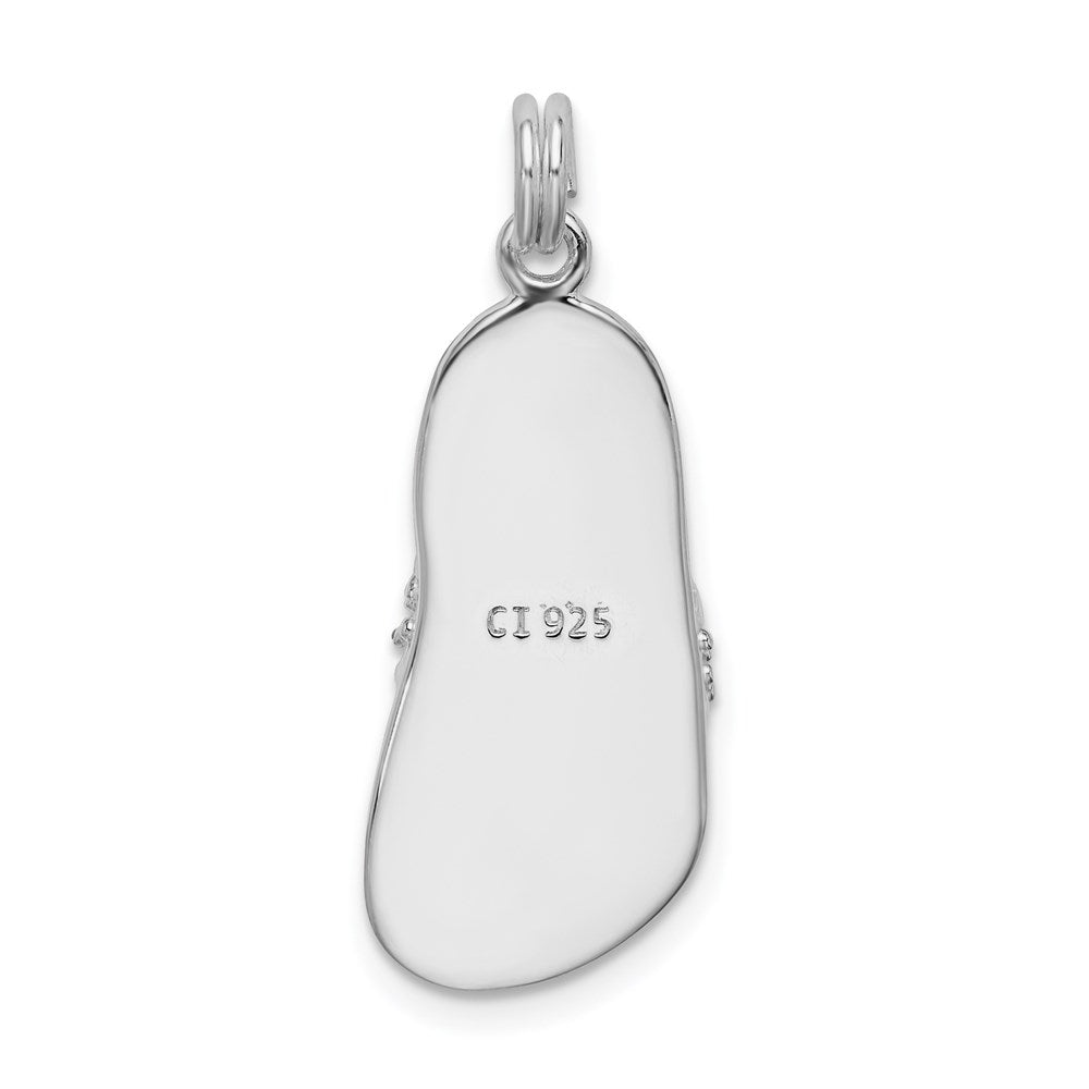 Sterlingsilber Schwarz Emailliert Zirkonia Flip Flop Charm