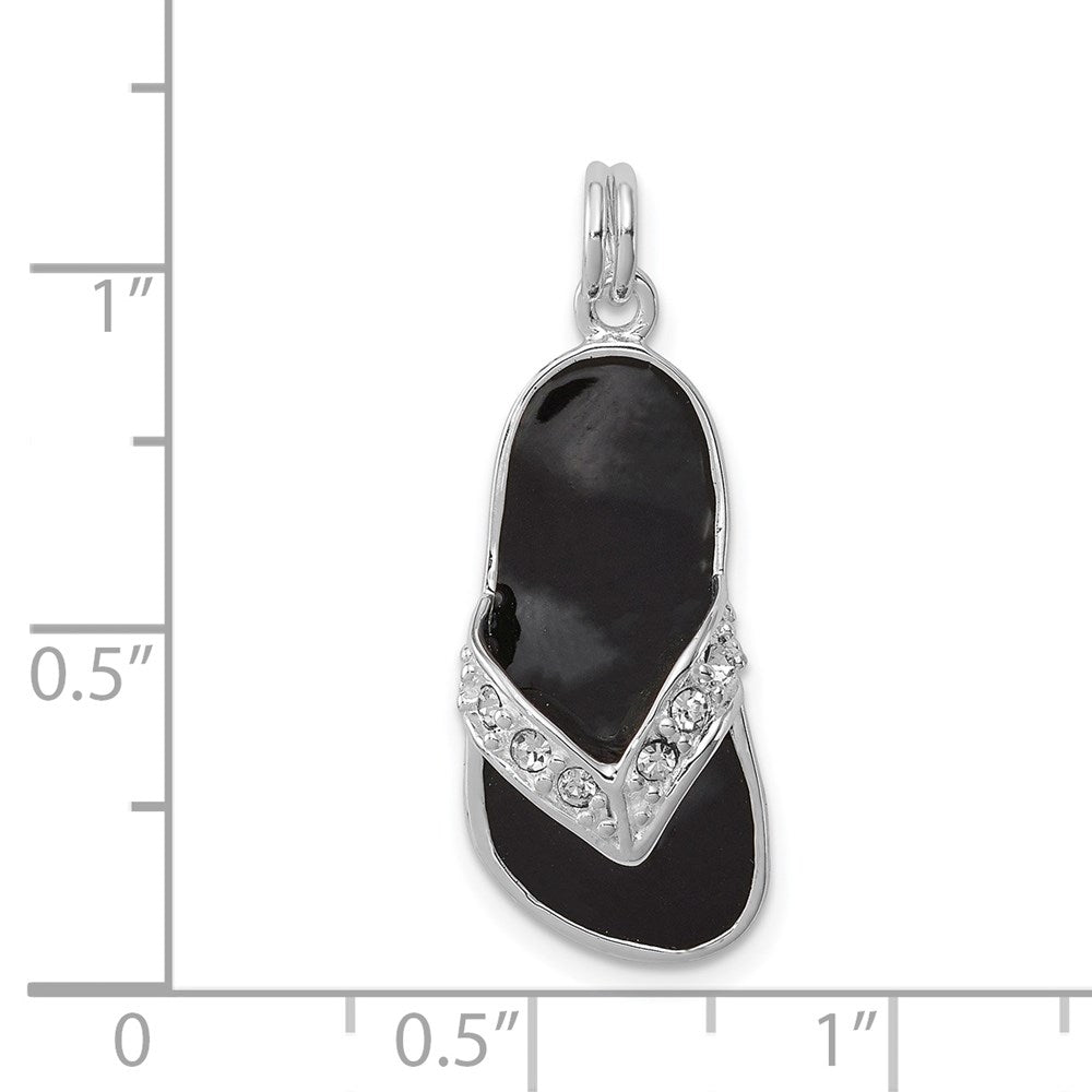 Sterlingsilber Schwarz Emailliert Zirkonia Flip Flop Charm