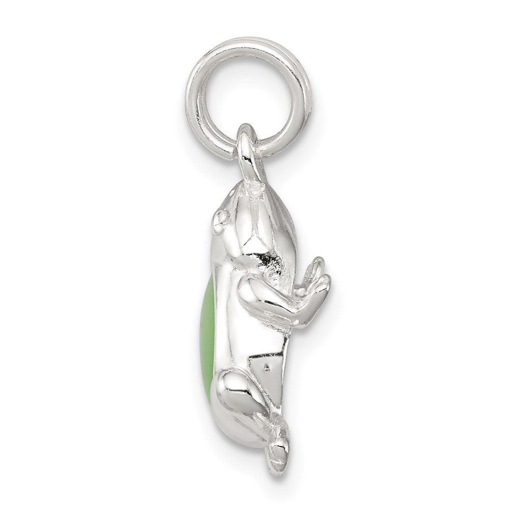 Sterlingsilber Grün Cats Auge Frosch Charm