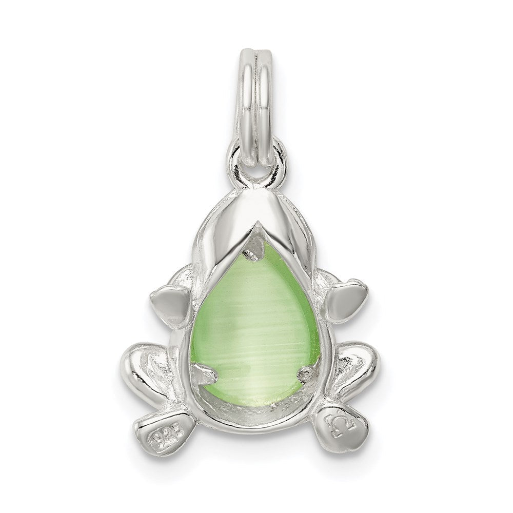 Sterlingsilber Grün Cats Auge Frosch Charm