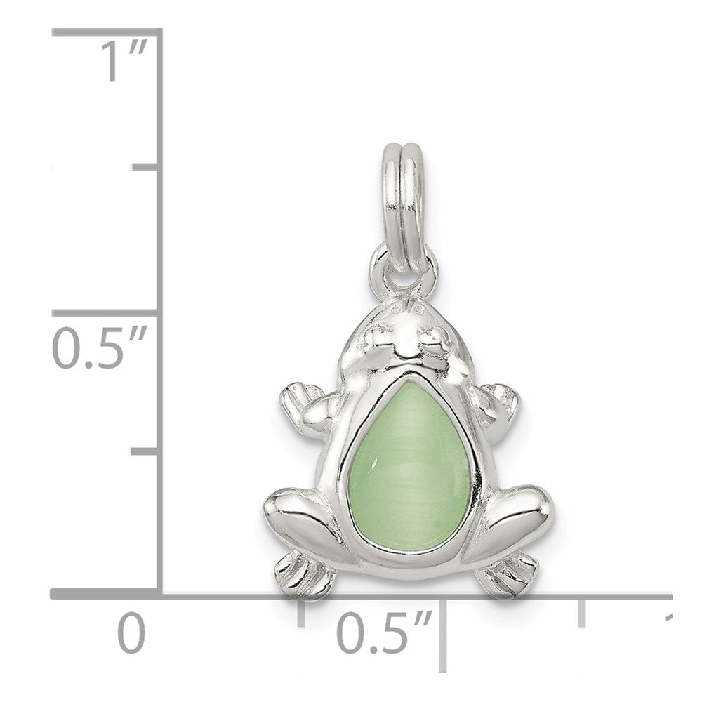 Sterlingsilber Grün Cats Auge Frosch Charm