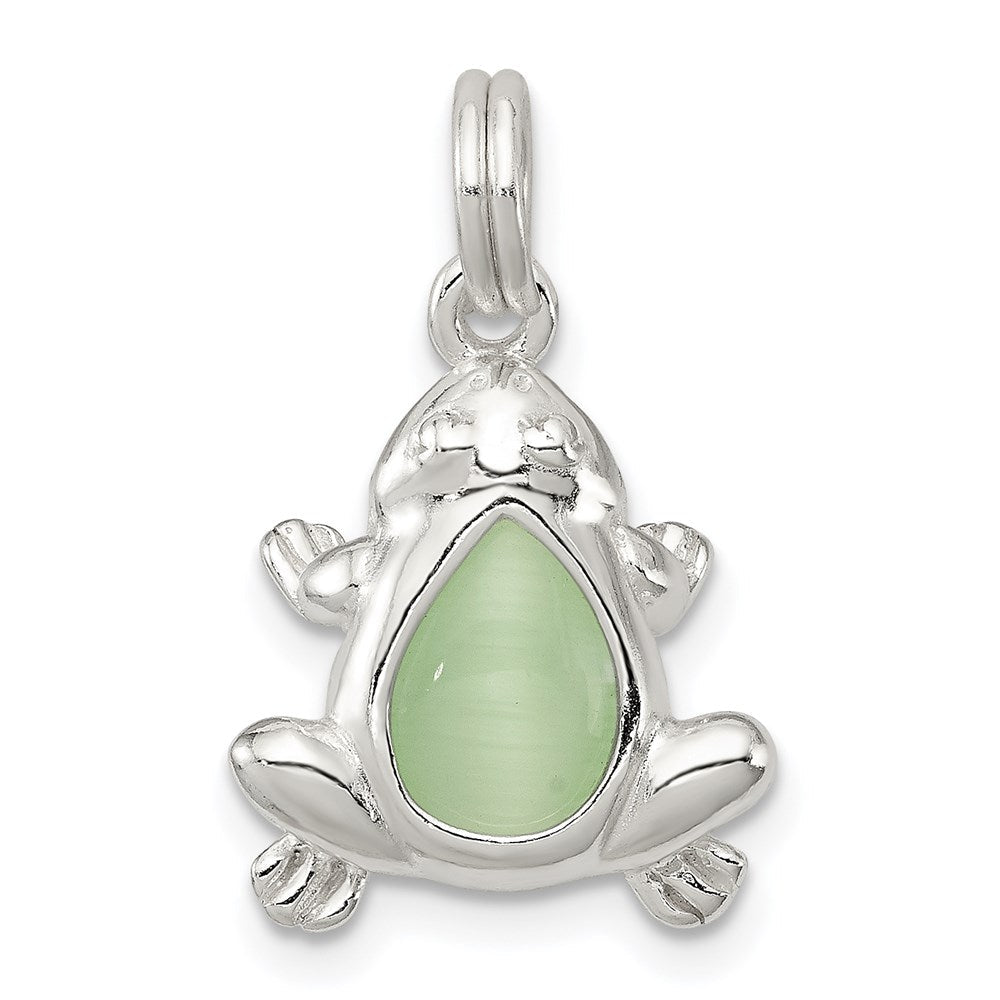 Sterlingsilber Grün Cats Auge Frosch Charm