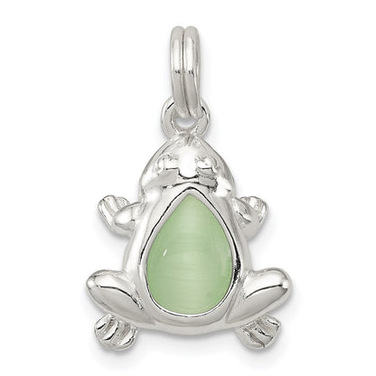 Sterlingsilber Grün Cats Auge Frosch Charm