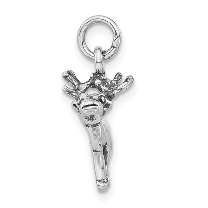 Sterlingsilber Poliert & Antikisiert Reindeer Charm