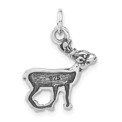 Sterlingsilber Poliert & Antikisiert Reindeer Charm
